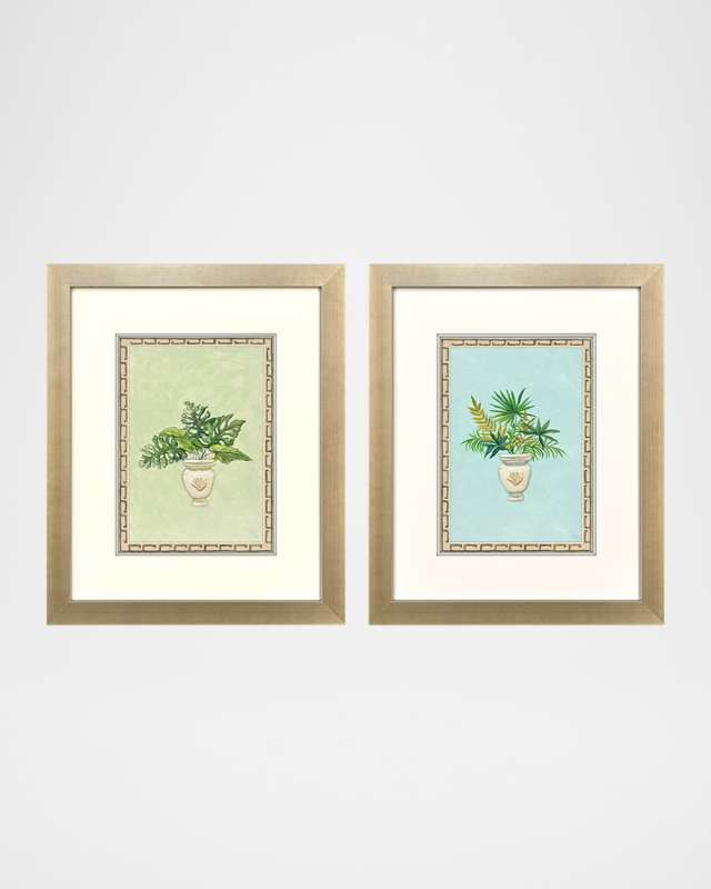 "Grecian Vase Palm II" Hand-Embellished Giclees by PopJoy Studio, Set of 2
